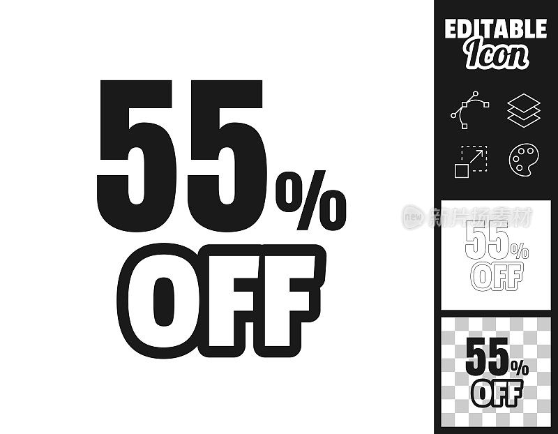 55% Off (55% Off)。图标设计。轻松地编辑